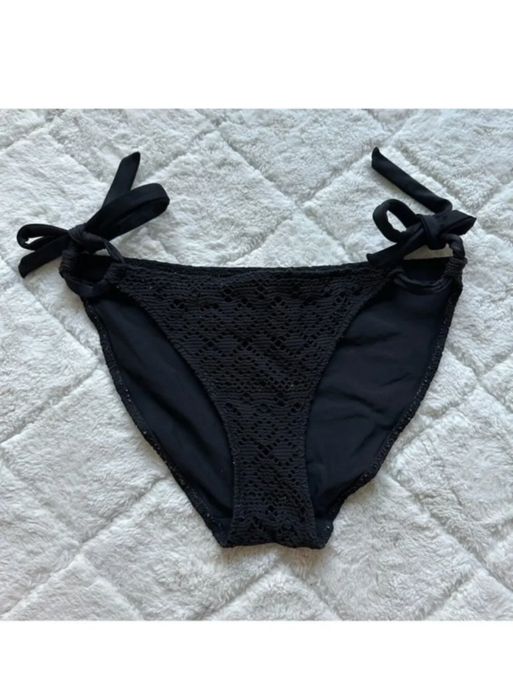 Victoria's Secret | Black Tie side Crochet Bikini Bottoms | Size Medium